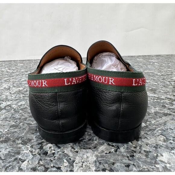 GUCCI L'AVEUGLE PAR AMOUR BLACK LEATHER WEB LOAFERS SHOES Men’s Size 7 - Picture 9 of 14